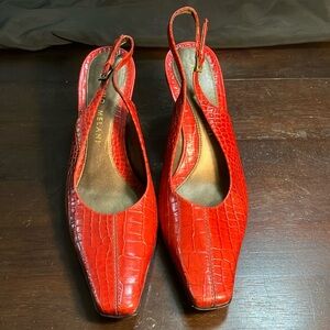 ANTONIO MELANI Red Textured Slingback Heels